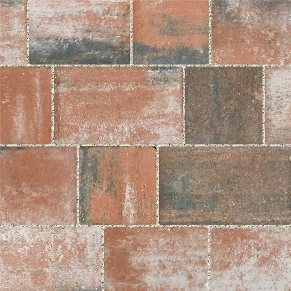 SEMMELROCK COUNTRY Kombi / dlažba s jednoduchým moderním designem, výška 5 cm, rovné hrany - bíločervenočerná