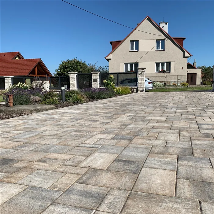 SEMMELROCK CITYTOP Elegant Kombi / dlažba se zkosenou hranou, výška 6 cm, PaveLock System - bílohnědočerná