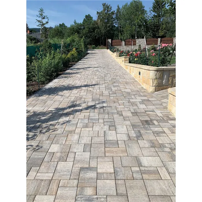 SEMMELROCK CITYTOP Elegant Kombi / dlažba se zkosenou hranou, výška 6 cm, PaveLock System - bílohnědočerná