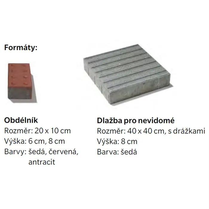 SEMMELROCK DLAŽBA PRO NEVIDOMÉ / obdélník 20x10x6 cm - červená