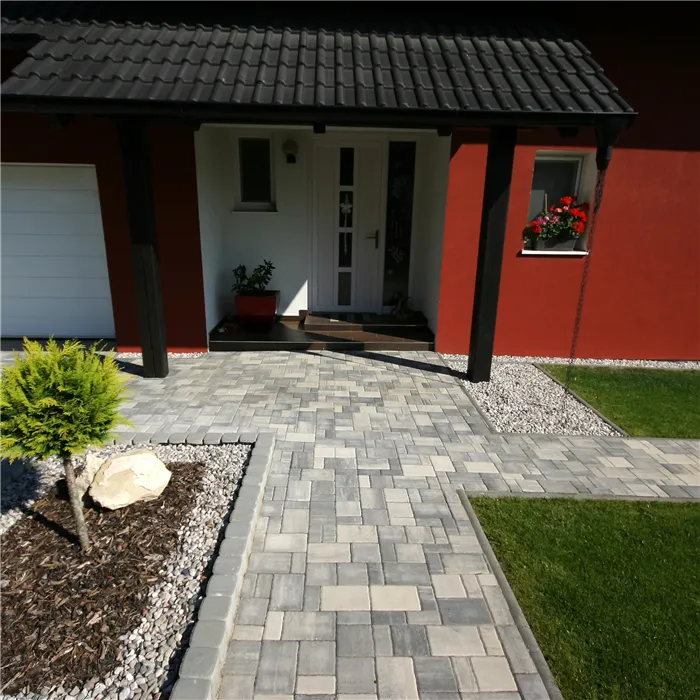 SEMMELROCK RHODOS Elegant Kombi / dlažba s hladkým povrchem, výška 6 cm, mírně zvlněné hrany - bíločerná