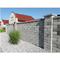 SEMMELROCK CASTELLO / plotový systém - poloviční kámen 20x20x14 cm, otloukaný povrch, rustikální vzhled, nepravidelné hrany - šedá