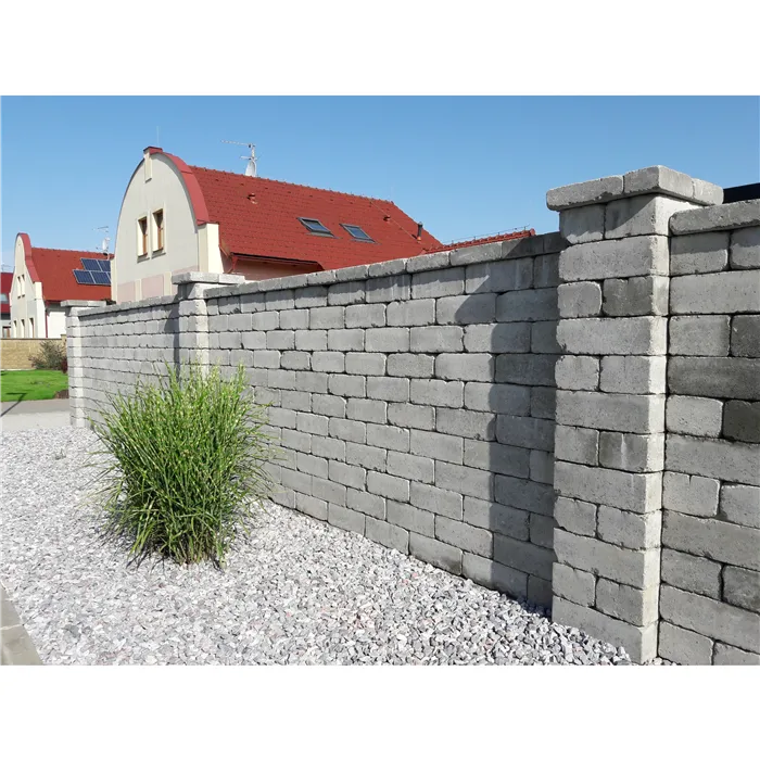 SEMMELROCK CASTELLO / plotový systém - stříška 33x25x8 cm, otloukaný povrch, rustikální vzhled, nepravidelné hrany - šedá