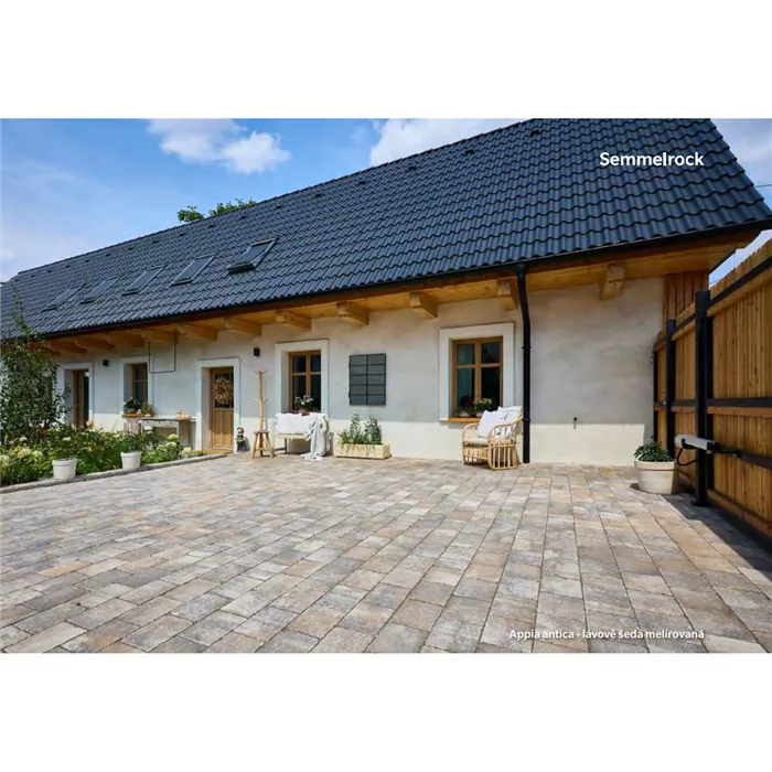 SEMMELROCK APPIA ANTICA / dlažba otloukaná 19,2x11,3x8 cm, nášlapná vrstva v jemném stínování - lávově šedá melír.