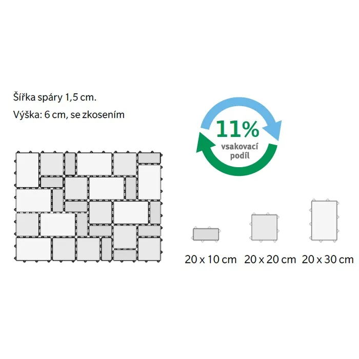 SEMMELROCK CITYTOP Eko Kombi protect / dlažba se zkosenou hranou, výška 6 cm - bíložlutokaramelová