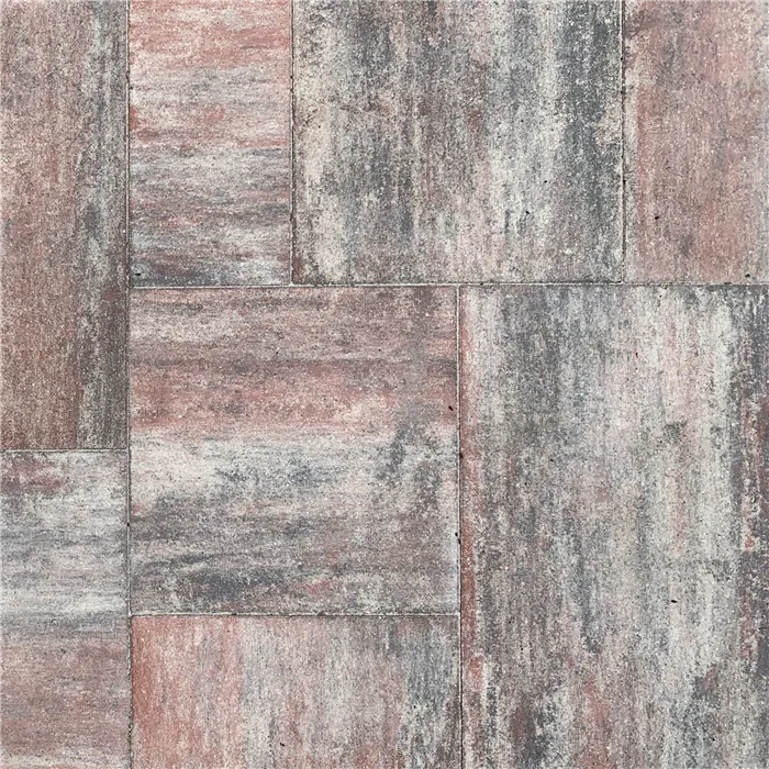 SEMMELROCK CITYTOP Grande kombi protect / dlažba s mikro zkosenou hranou, výška 6 cm - bíločervenočerná