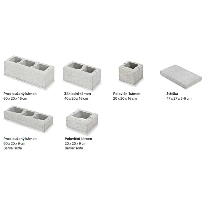 SEMMELROCK RIVAGO / plotový systém - poloviční kámen 20x20x16 cm, zdicí systém s hladkou pohledovou stranou - šedočerná