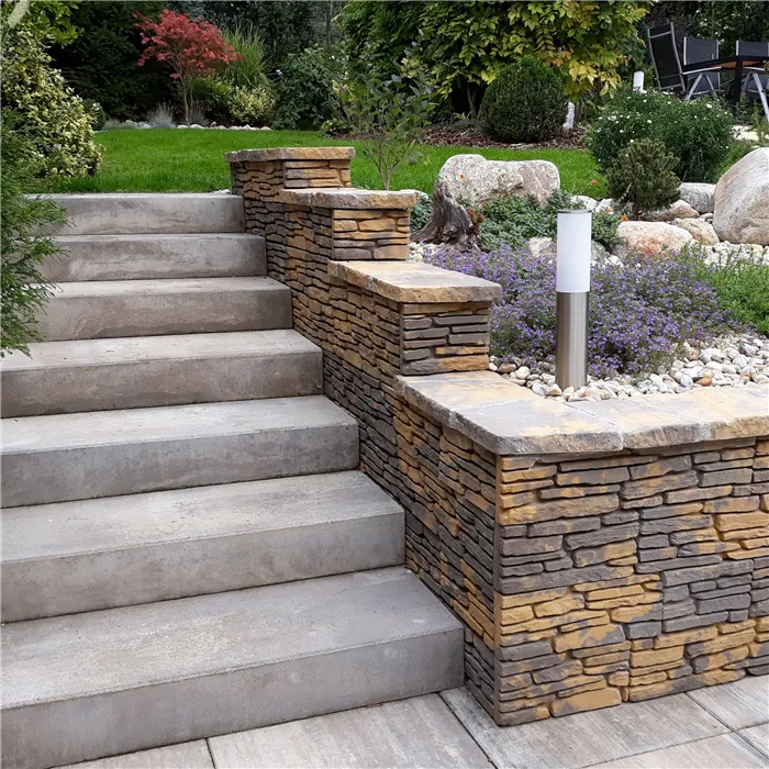 SEMMELROCK CITYTOP / schod 100x40x15 cm, color flow technologie - bílohnědočerná