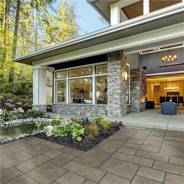 SEMMELROCK BRADSTONE LIAS / mix velkoplošných dlaždic, výška 3,5 cm, strukturovaný povrch - šedohnědá