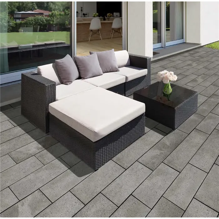 SEMMELROCK LUSSO VULCANO / dlaždice se zkosením a vzhledem vulkanického tufu 90x30x4 cm - granit antracitová