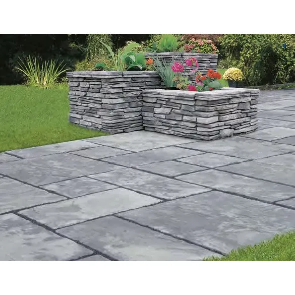 SEMMELROCK BRADSTONE MILLDALE / mix velkoplošných dlaždic, výška 3,8-4,2 cm, strukturovaný povrch - šedá melírovaná