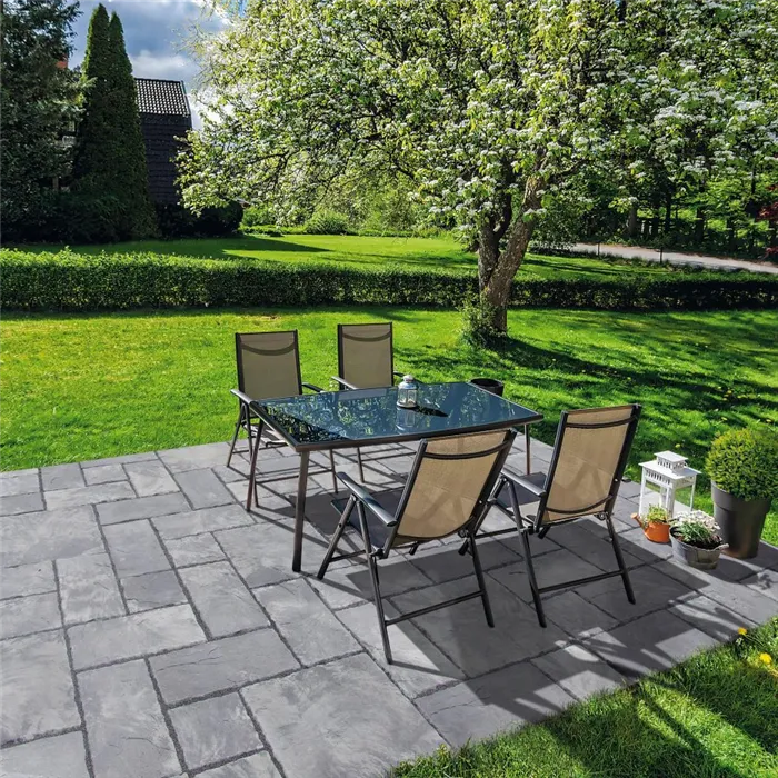 SEMMELROCK BRADSTONE MILLDALE / mix velkoplošných dlaždic, výška 3,8-4,2 cm, strukturovaný povrch - šedá melírovaná