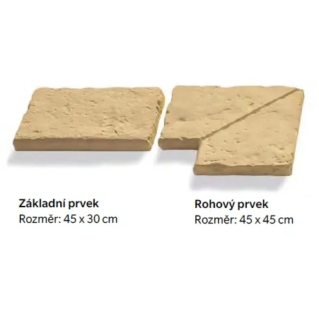 SEMMELROCK BRADSTONE OLD TOWN / bazénový lem - rohový prvek 45x45x4 cm - slonovinová