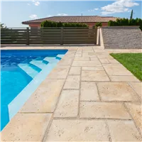 SEMMELROCK BRADSTONE TRAVERO / bazénový lem - rohový prvek 45x45x3,5 cm - béžová melírovaná
