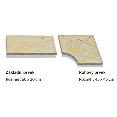 SEMMELROCK BRADSTONE TRAVERO / bazénový lem - rohový prvek 45x45x3,5 cm - béžová melírovaná