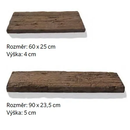 SEMMELROCK BRADSTONE / podvalová deska 60x25x4 cm, struktura dřeva - antická hnědá