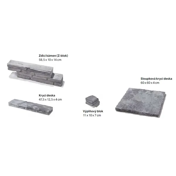 SEMMELROCK BRADSTONE MILLDALE / zeď - zdicí kámen 58,5x10x14 cm (Z-blok) - šedá melírovaná