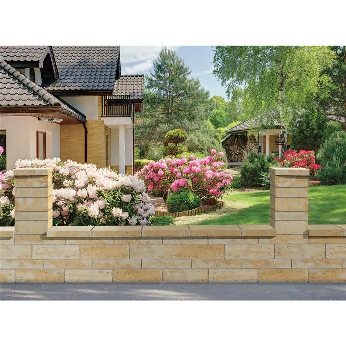 SEMMELROCK BELLAMONTE / plotový systém se vzhledem broušeného travertinu - prodloužený kámen nízký 60x20x10 cm - medová melírovaná