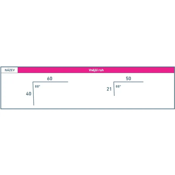 LS Systém / Poplast PVC Vnější roh (rohová lišta) 2 m - 71 mm (21/50)